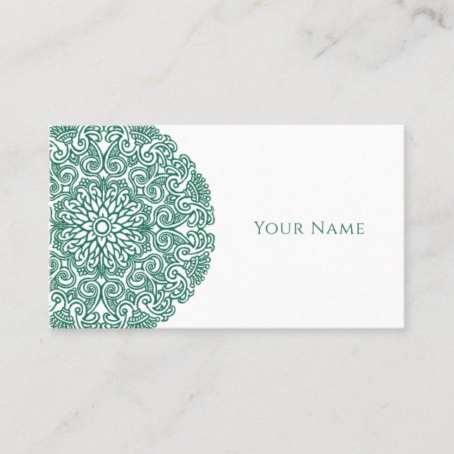 Green Mandala Universe Symbol Business Card Visitenkarte (Vorderseite)