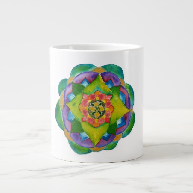 Green Mandala Watercolor China Tasse (Vorderseite)