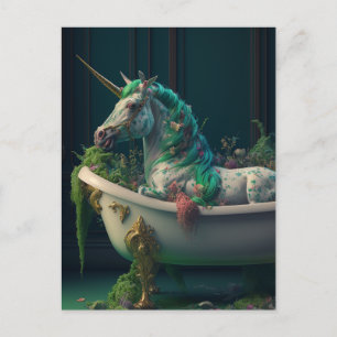 Green Mane Unicorn in der Tub Postkarte