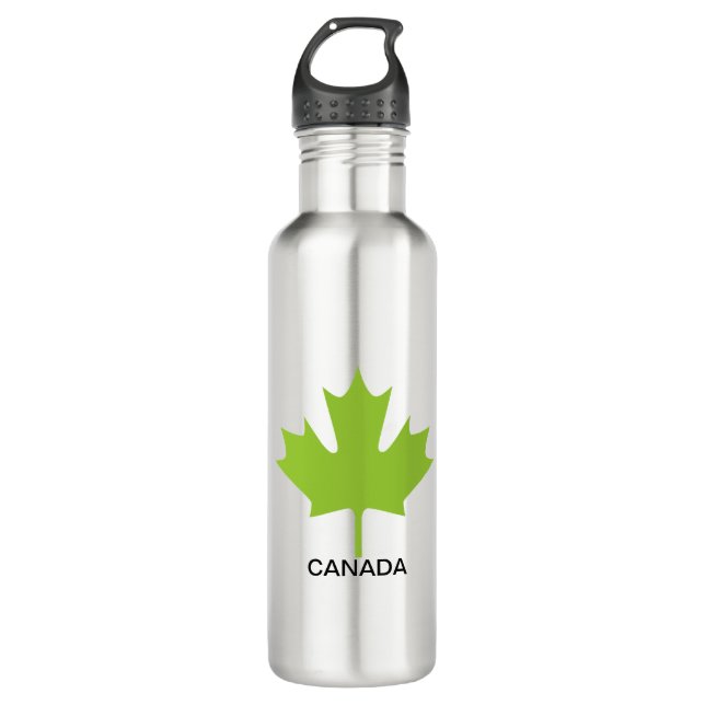 Green Maple Leaf Kanada Edelstahlflasche (Vorderseite)