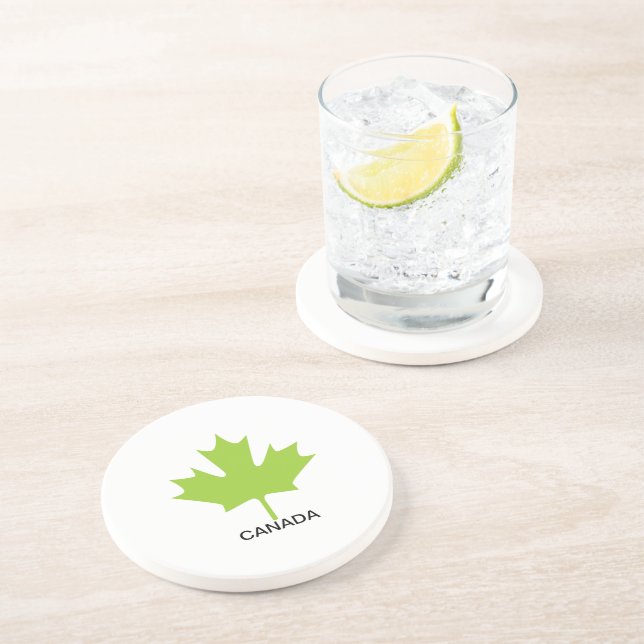 Green Maple Leaf Kanada Getränkeuntersetzer (Seite)
