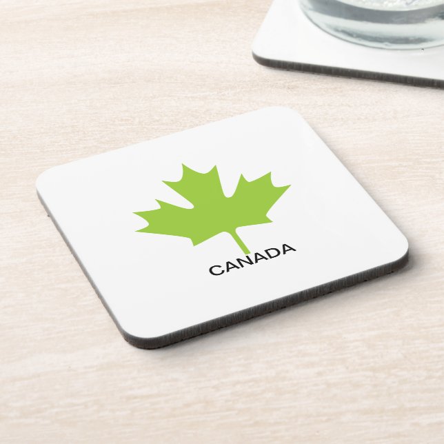 Green Maple Leaf Kanada Getränkeuntersetzer (Linke Seite)