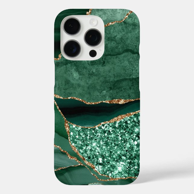 Green Marble Geode Gold Glitzer Agate Case-Mate iPhone Hülle (Rückseite)