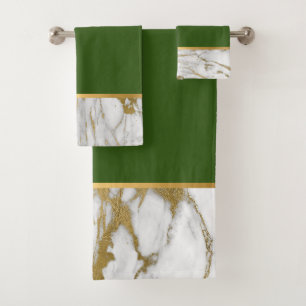 Green MARBLE GOLD BADEZIMMER TOWEL SET