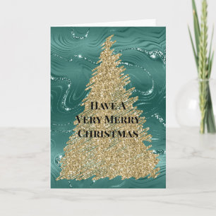 Green Marble Gold Glitzer Weihnachtsbaum Karte