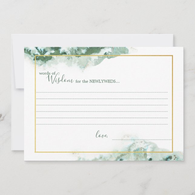 Green Marble Ombre Gold Frame Wedding Wisdom Cards Ankündigung (Vorderseite)