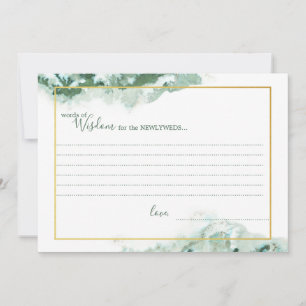 Green Marble Ombre Gold Frame Wedding Wisdom Cards Ankündigung