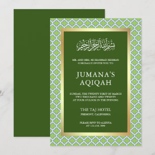 Green marokkanisch Quatrefoil Pattern Islamische A Einladung