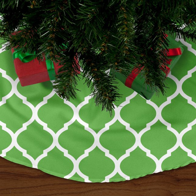 Green marokkanisches Quatrefoil Polyester Weihnachtsbaumdecke (Von Creator hochgeladen)