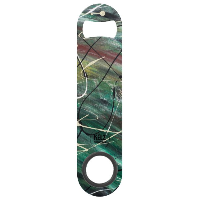 Green Maroon White Stainless Steel Flaschenöffner (Vorderseite)