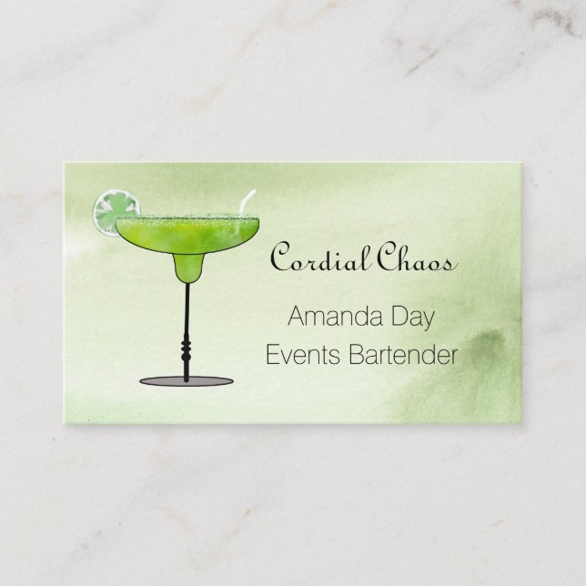 Green Martini Glass with Fruit Business Card Visitenkarte (Vorderseite)