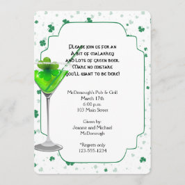 Green Martini St. Patricks Day Party Einladung