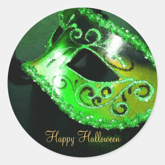 Green Masquerade Halloween-Party Stickers (Vorderseite)