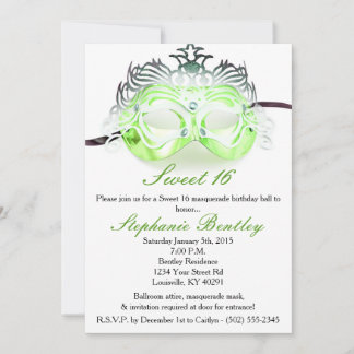 Green Masquerade Sweet 16 Geburtstag Einladung