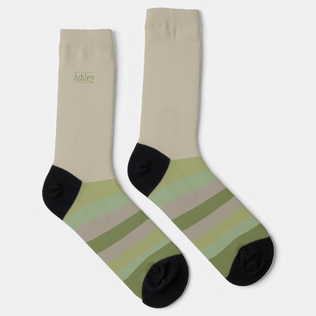 Green Matcha 抹 茶 heimlich wilde Streifen Socken (Rechts)