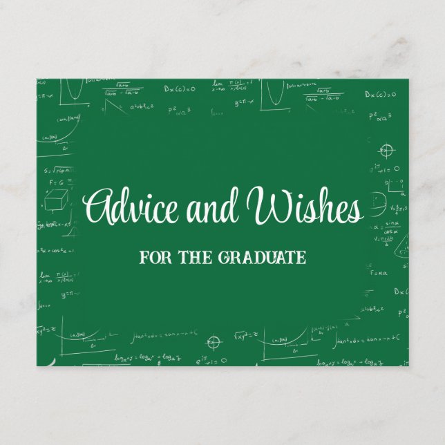 Green Math Graduation Party Advice for Graduate Begleitkarte (Vorderseite)