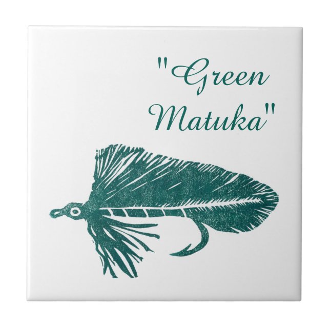 "Green Matuka" Streamer Forellenfliege Fliesen. Fliese (Vorderseite)