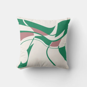 Green Mauve auf Off-White Swirling Motive der Mode Kissen