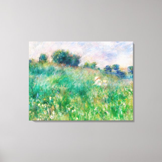 Green Meadow von Renoir Impressionist Painting Leinwanddruck (Vorderseite)