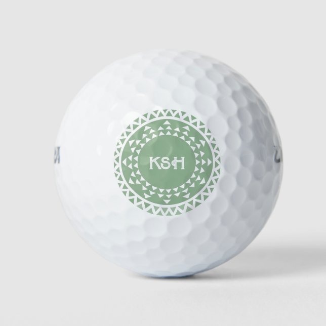Green Medallion Initials Personalisierte Golfbälle (Vorderseite)