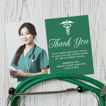 Green Medical School Graduation Photo Custom