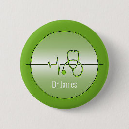 Green Medical Stethoscope Heartbeat Button