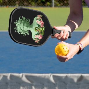 Green Medusa Gorgon Griechische Mythologie Pink Fl Pickleball Schläger