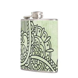 Green Mehndi Motif Flask Flachmann