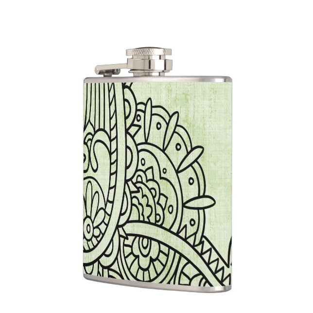 Green Mehndi Motif Flask Flachmann (Links)