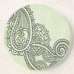Green Mehndi Motif Sandstone Untersetzer