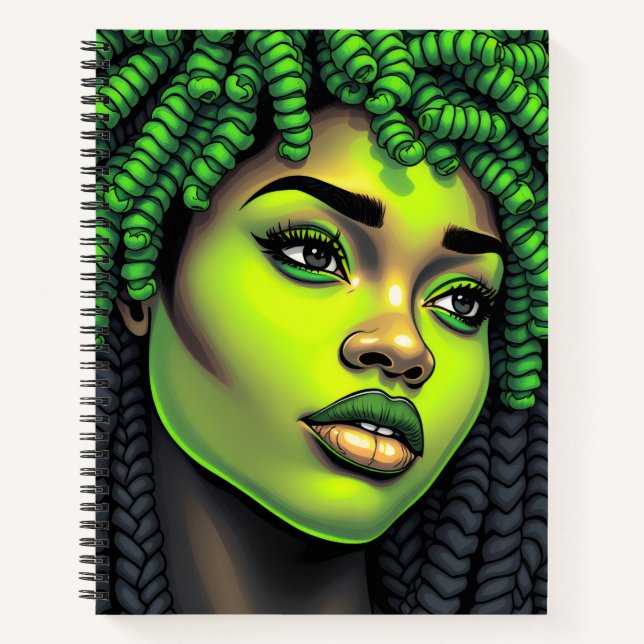 Green melanin sista black woman brown skin girls notizbuch (Vorderseite)