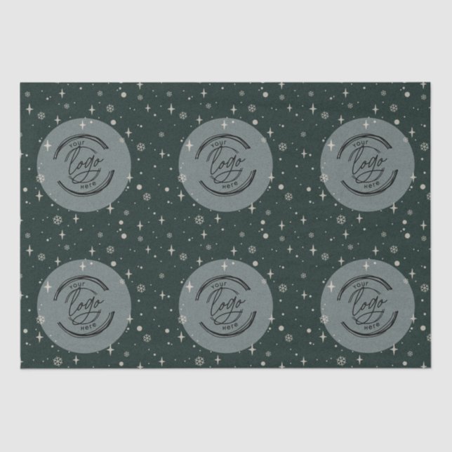 Green MerChristmas Business Logo Snowflake Seidenpapier (Vorderseite)