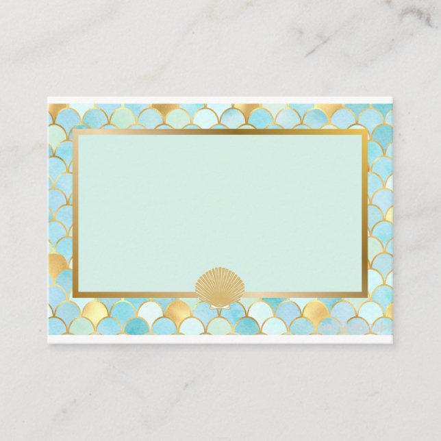 Green Mermaid Party Themed Platzkarten (Vorderseite)