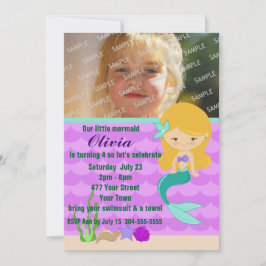 Green Mermaid Pool Party Einladung