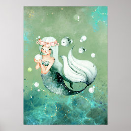 Green Mermaid Poster
