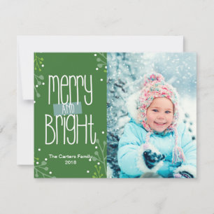 Green Merry and Bright Foto Card Feiertagskarte