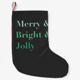 Green Merry & Bright & Jolly Typografy Men's Kleiner Weihnachtsstrumpf