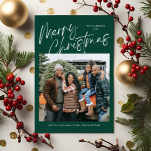 Green Merry Christmas Calligraphy Script 4 Foto Feiertagskarte