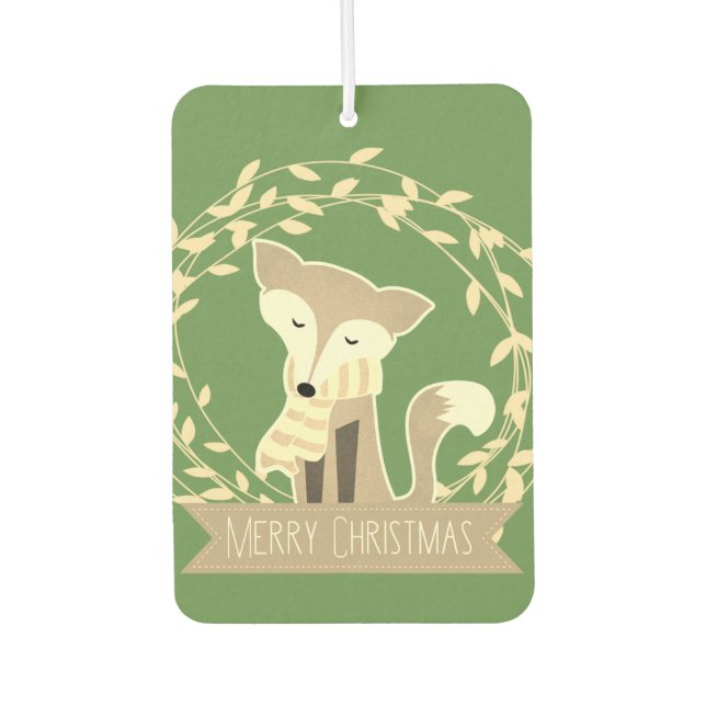 Green Merry Christmas Fox Autolufterfrischer (Vorderseite)