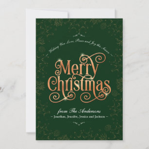Green Merry Christmas Gold Text No-Foto Custom Feiertagskarte