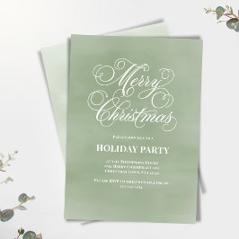 Green Merry Christmas Script Party Einladung