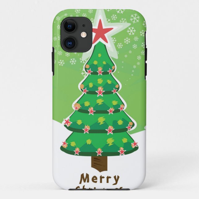 Green Merry Christmas Tree Case-Mate iPhone Hülle (Rückseite)