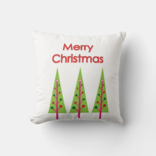 Green Merry Christmas Trees Cushion Kissen