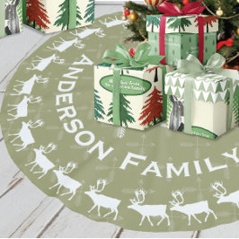 Green Merry Weihnachts Familienname Rentier Pfeile Polyester Weihnachtsbaumdecke