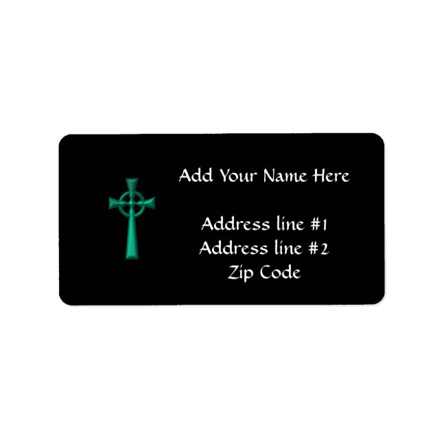 Green Metallic Celtic Cross Adressaufkleber (Vorne)