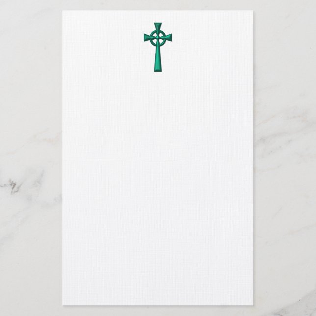Green Metallic Celtic Cross Briefpapier (Vorderseite)
