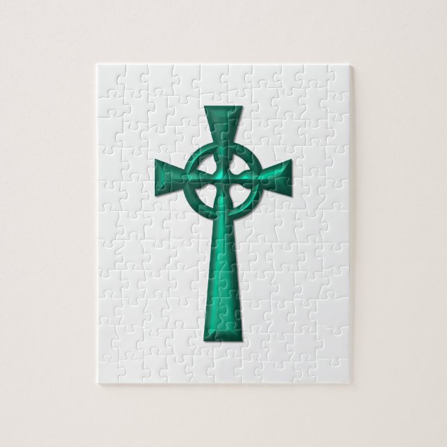 Green Metallic Celtic Cross Puzzle (Vertikal)