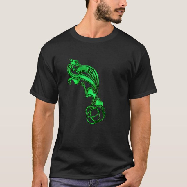 Green Metallic Celtic Dog Tshirt (Vorderseite)