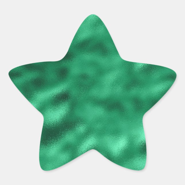 Green Metallic Satin Star Elegante Weihnachten Stern-Aufkleber (Vorderseite)