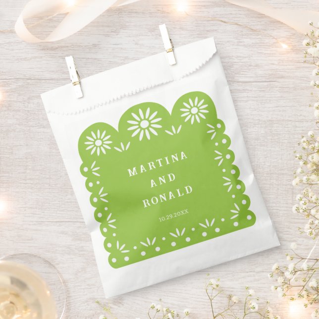 GREEN MEXICAN PAPEL PICADO GESCHENKTÜTCHEN (Ausgeschnitten)